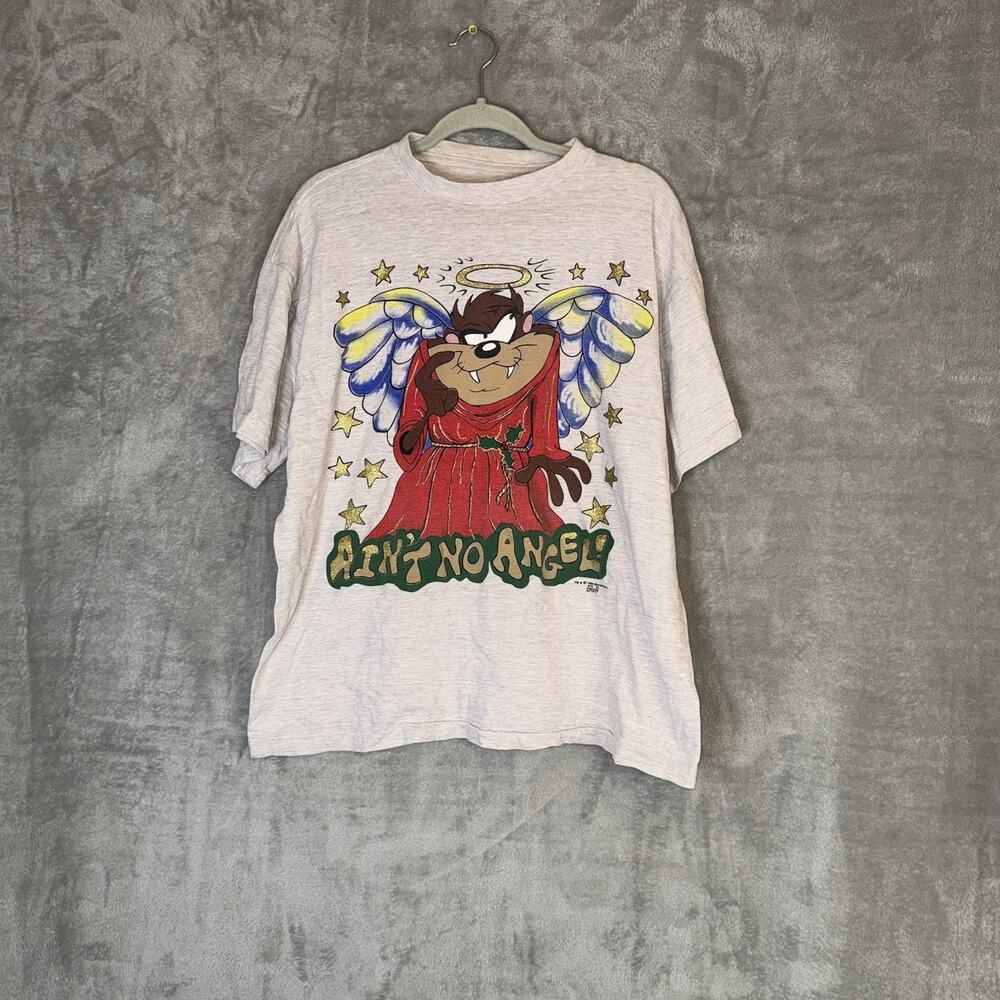 Vintage Looney Tunes 1995 Taz "Aint No Angel" Tshirt Single Stick Large Rare
